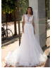 Illusion Neck Ivory Lace Tulle Wedding Dress Illusion Neck Ivory Lace Tulle Wedding Dress